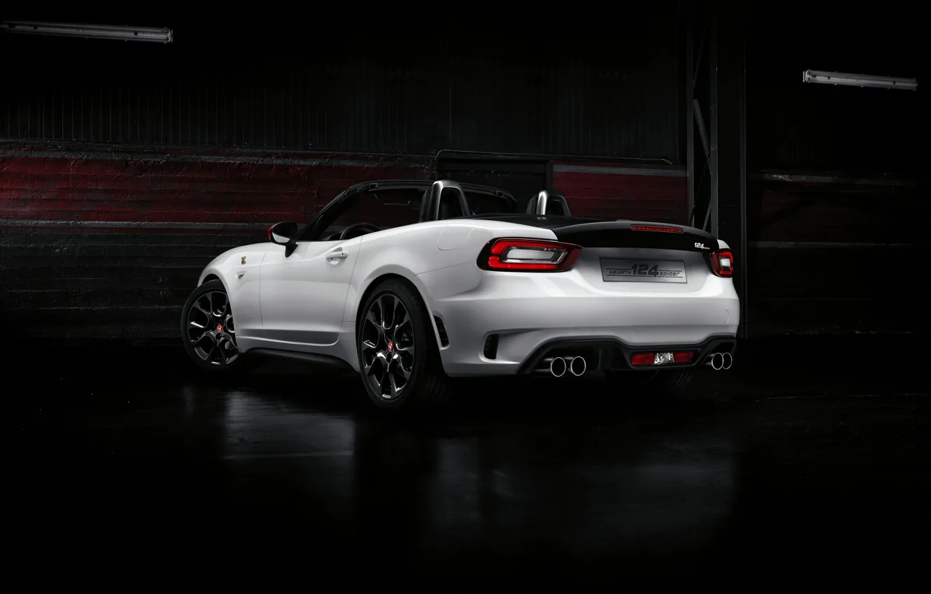 Photo wallpaper darkness, hangar, Roadster, rear view, spider, black and white, double, Abarth