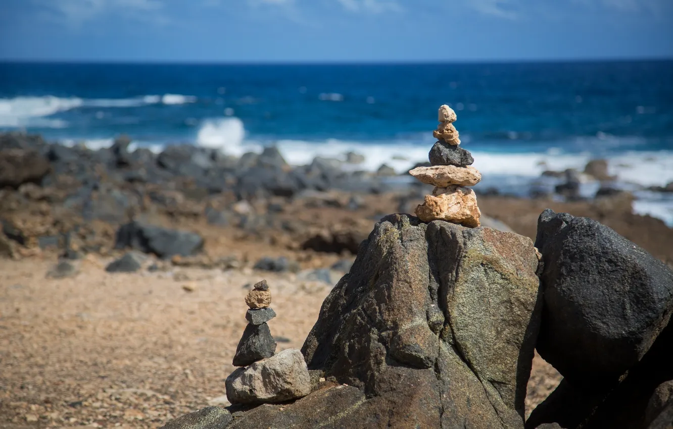 Photo wallpaper water, stones, shore