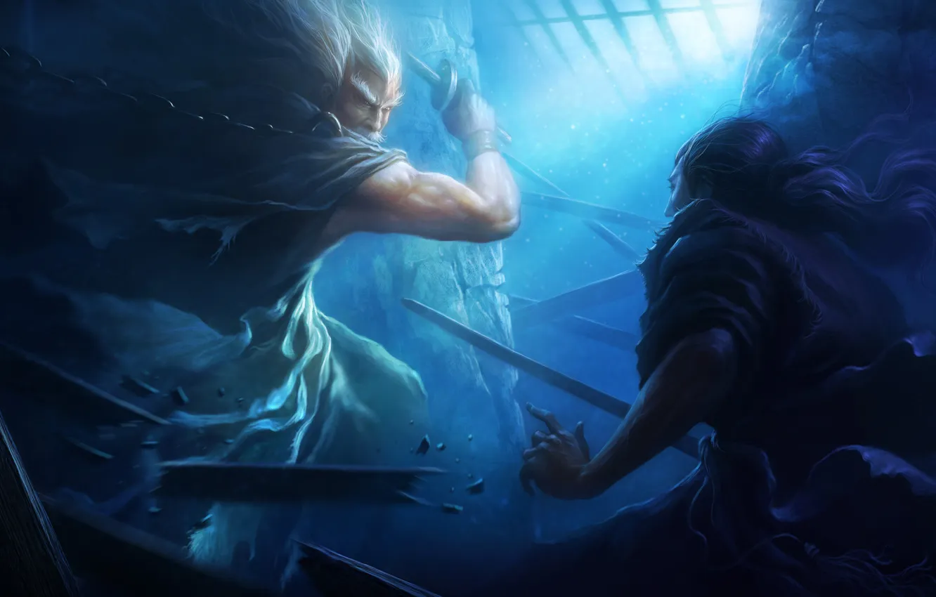 Photo wallpaper the wreckage, light, sword, warrior, chain, fight, Perfect World