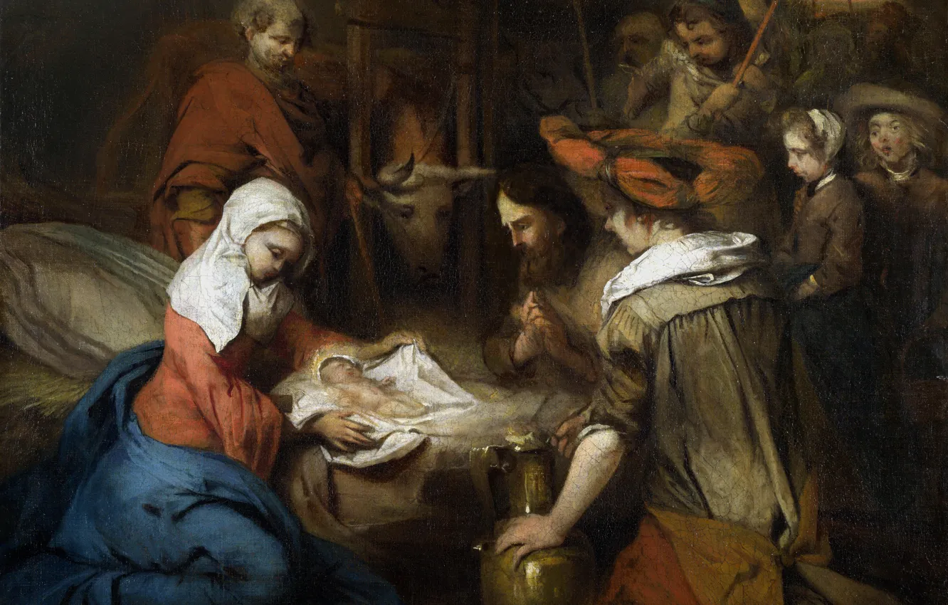 Photo wallpaper picture, religion, myth, Fabricius, Barent, The Adoration Of The Shepherds