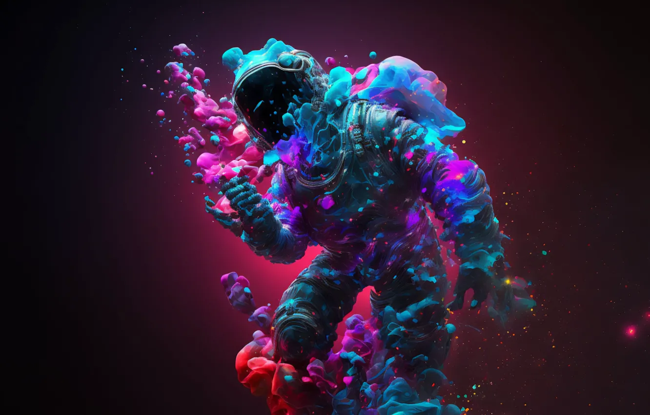 Photo wallpaper bubbles, astronaut, bubbles, astronaut, psychedelic, fantasy art, astronaut, Psychedelic