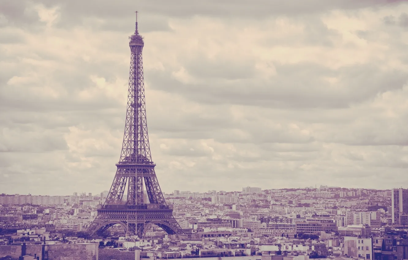 Photo wallpaper the sky, the city, background, widescreen, Wallpaper, Eiffel tower, building, Paris