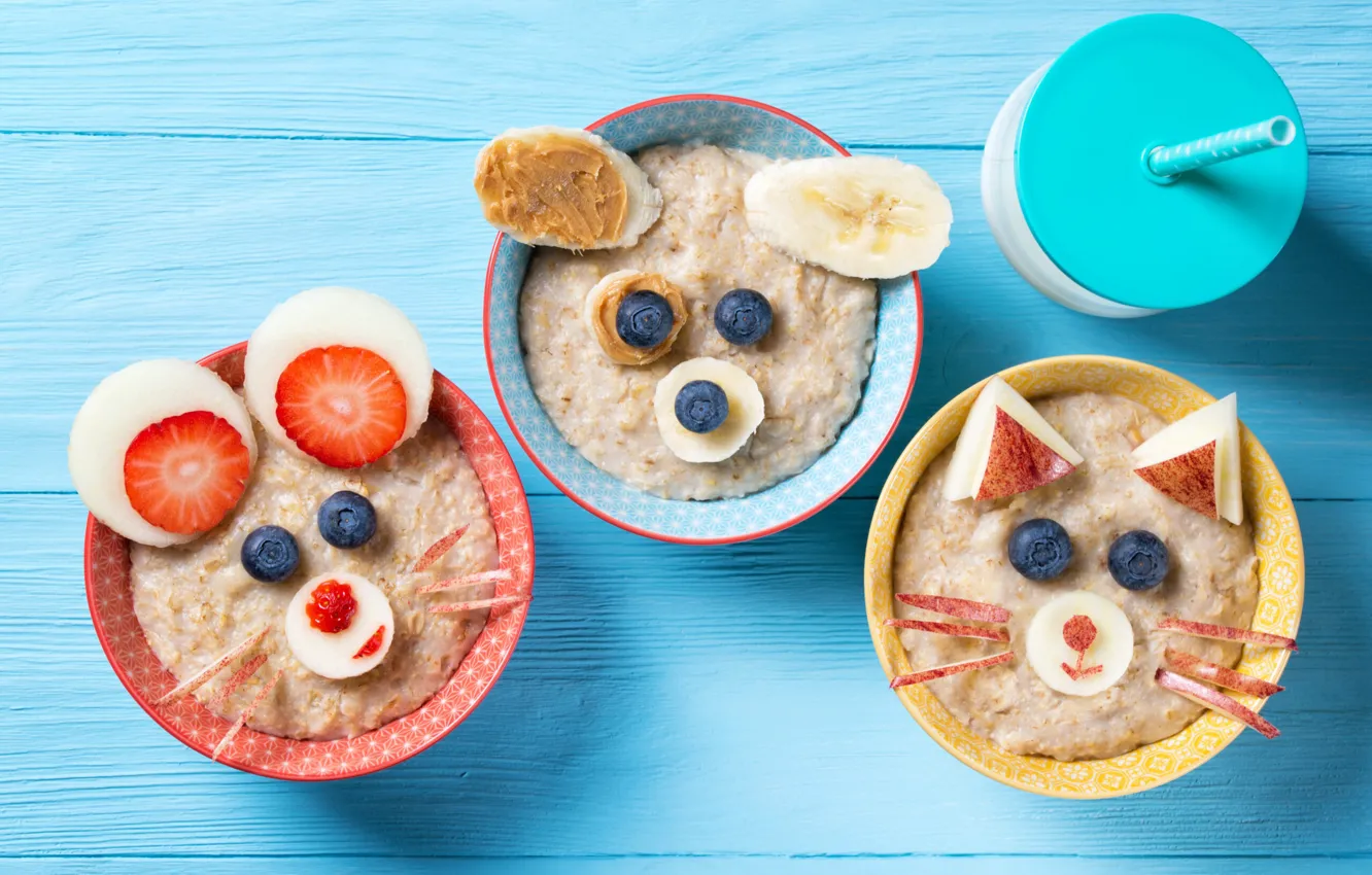 Photo wallpaper mouse, bowl, faces, porridge