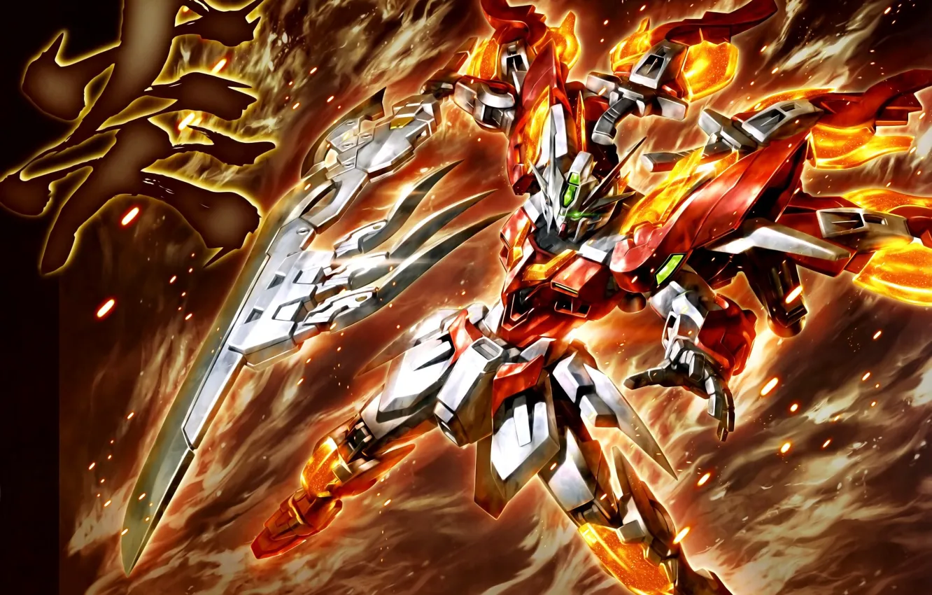 Photo wallpaper weapons, fire, flame, robot, Mobile Suit Gundam