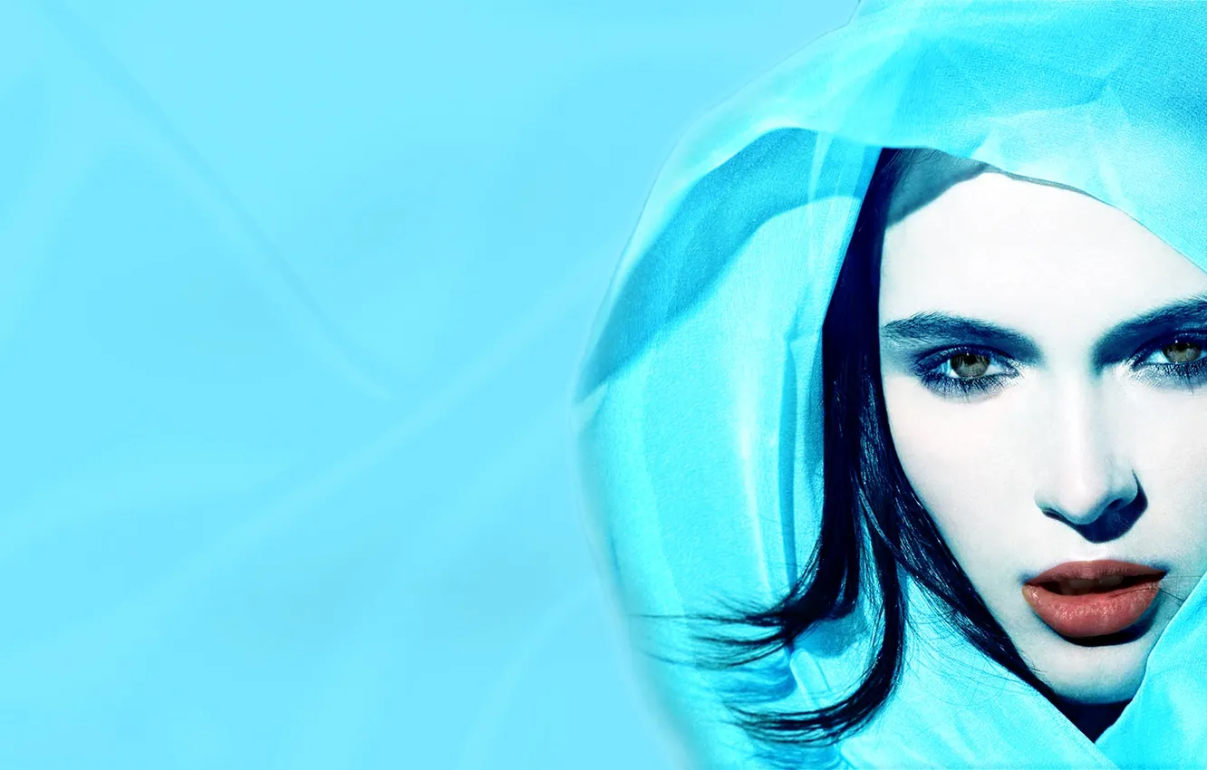 Photo wallpaper face, style, lipstick, brunette, lips, shawl