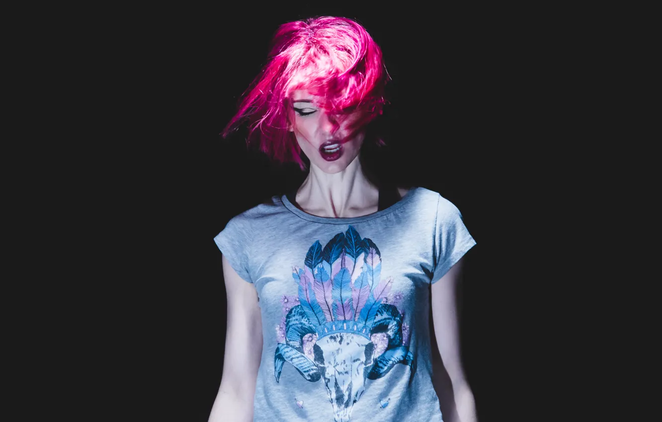 Photo wallpaper girl, face, style, background, hair, color, Mike