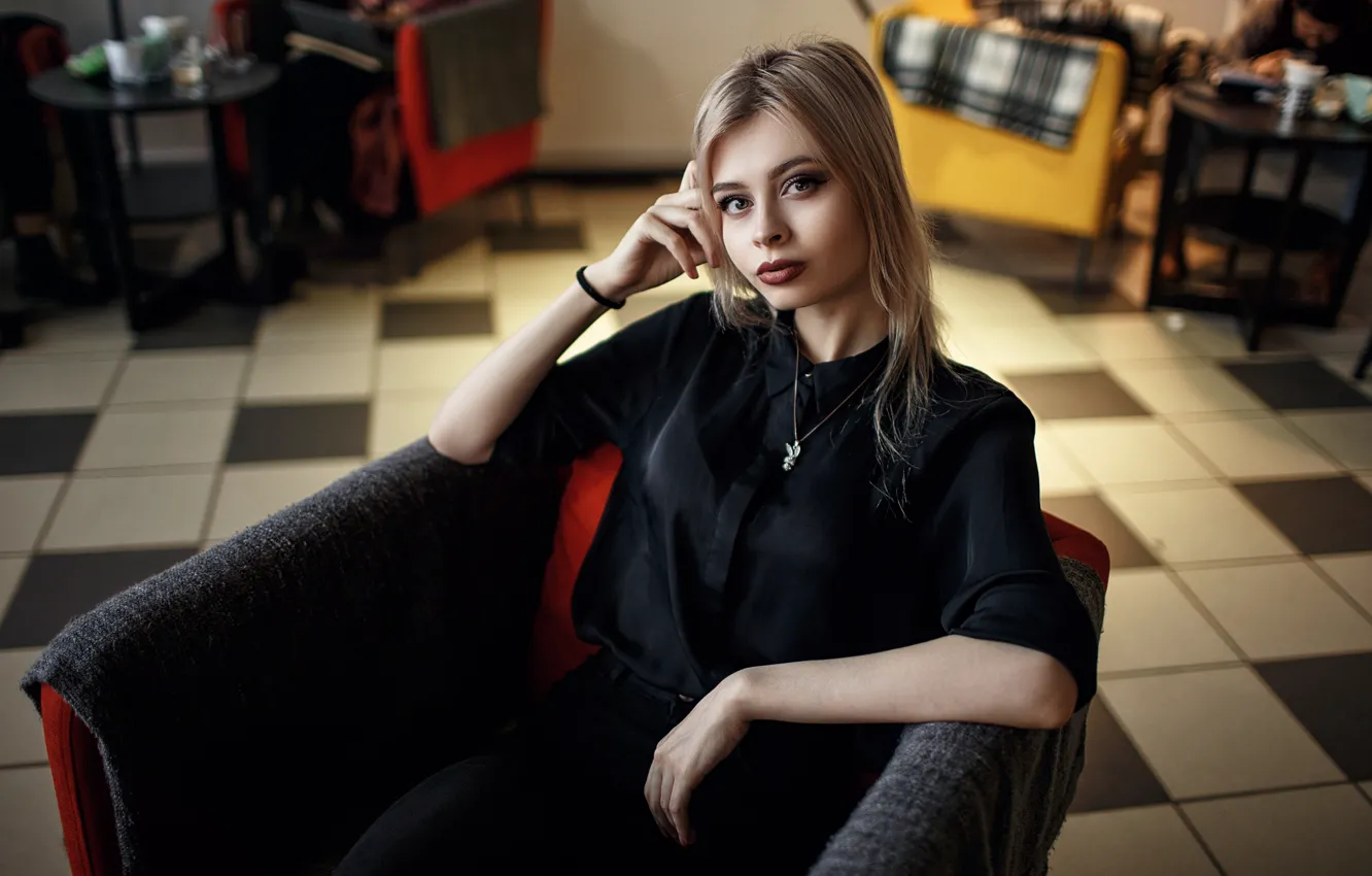 Photo wallpaper look, pose, Girl, sitting, Sergey Sorokin