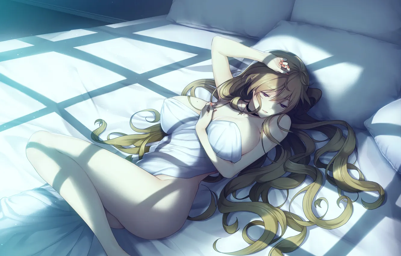 Photo wallpaper erotic, bed, sleep, games, anime, girl .blonde, Deep One