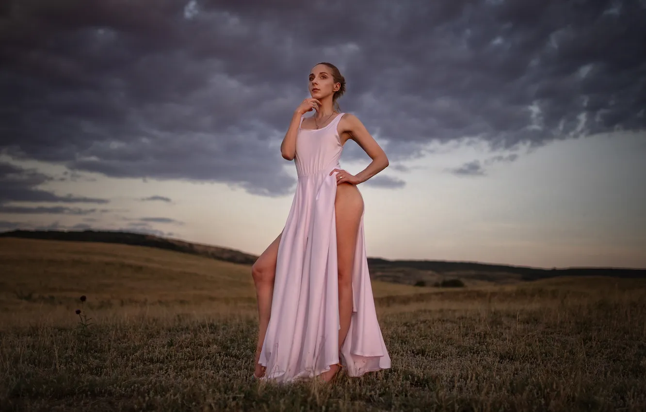 Photo wallpaper girl, dress, legs, beautiful, model, sweet, slender