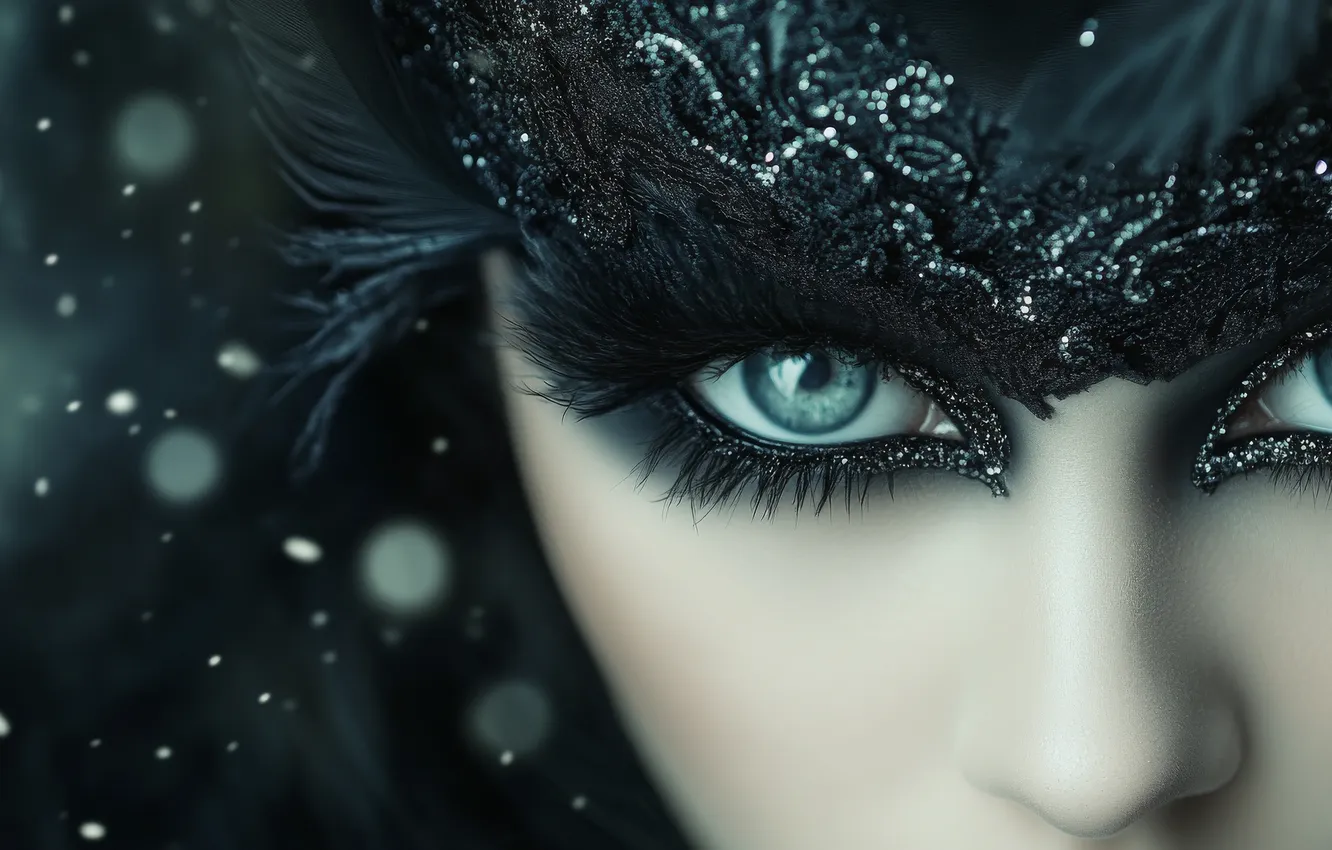 Photo wallpaper eyes, look, girl, decoration, close-up, face, eyelashes, style