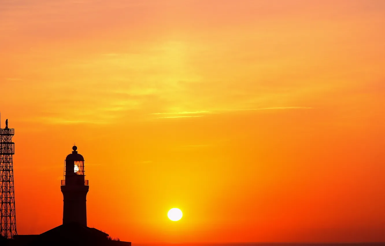 Photo wallpaper the sky, the sun, clouds, Lighthouse, tower