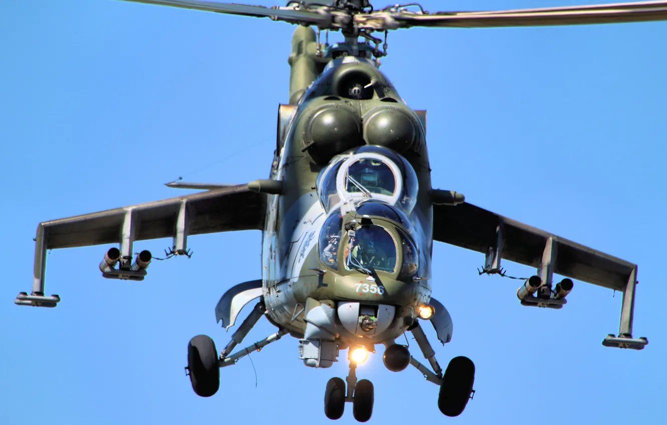 Photo wallpaper flight, helicopter, combat, Mi-24