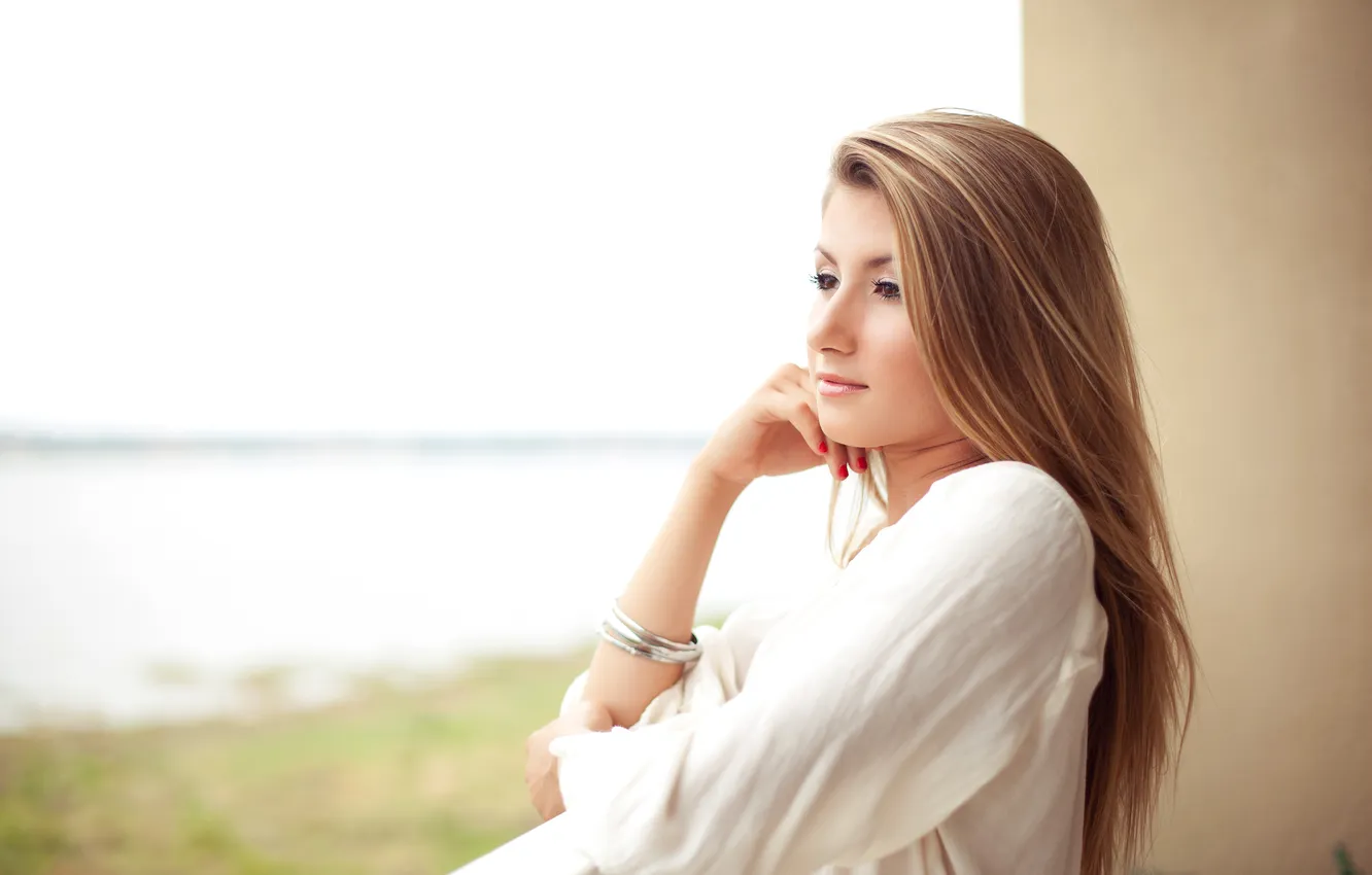 Photo wallpaper girl, brunette, photographer, balcony, girl, Brian Storey