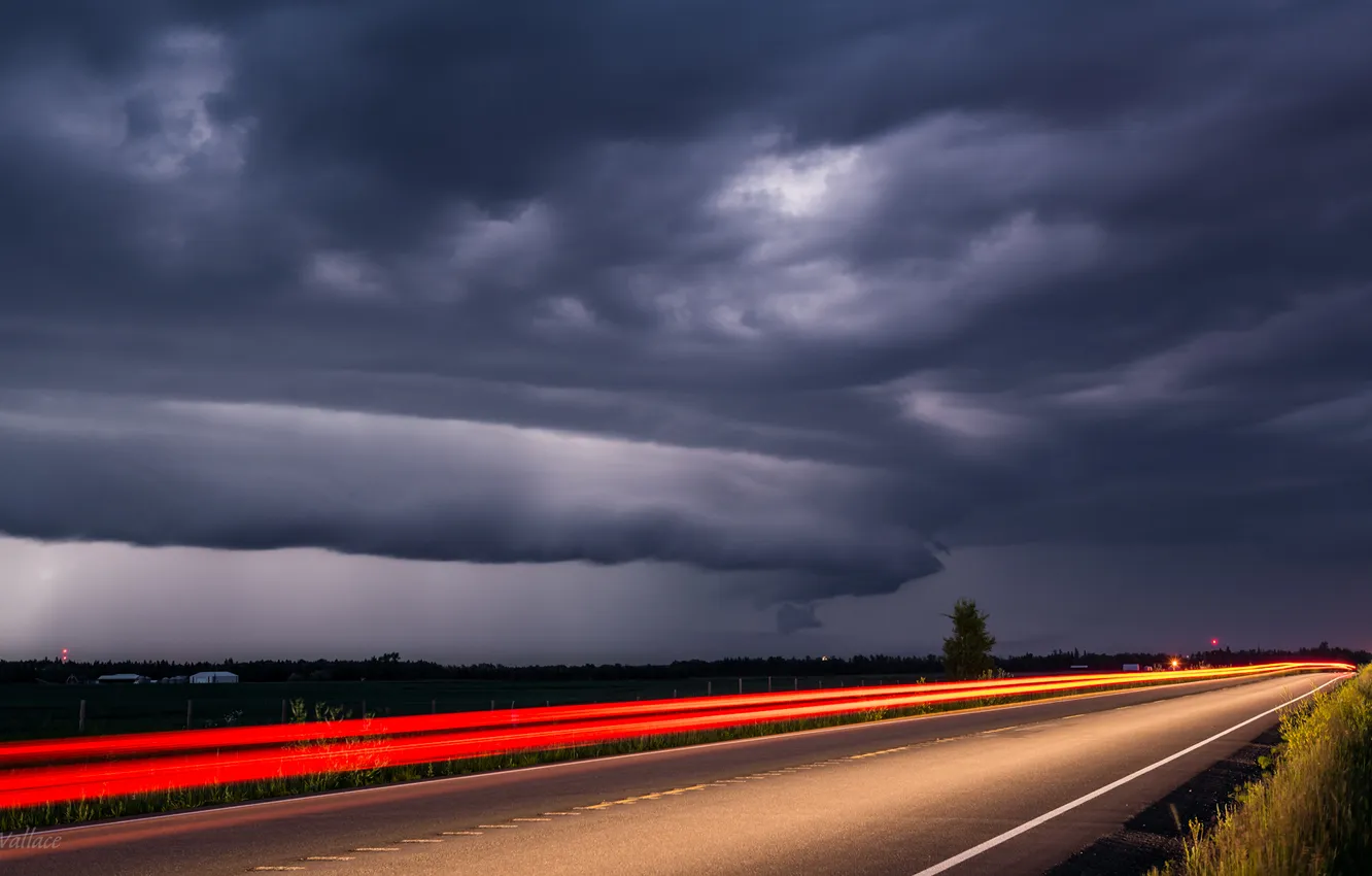 Photo wallpaper road, clouds, Jeff Wallace