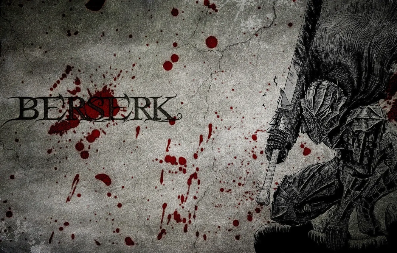 Photo wallpaper blood, monster, sword, spot, Berserk, Berserker, armor plate