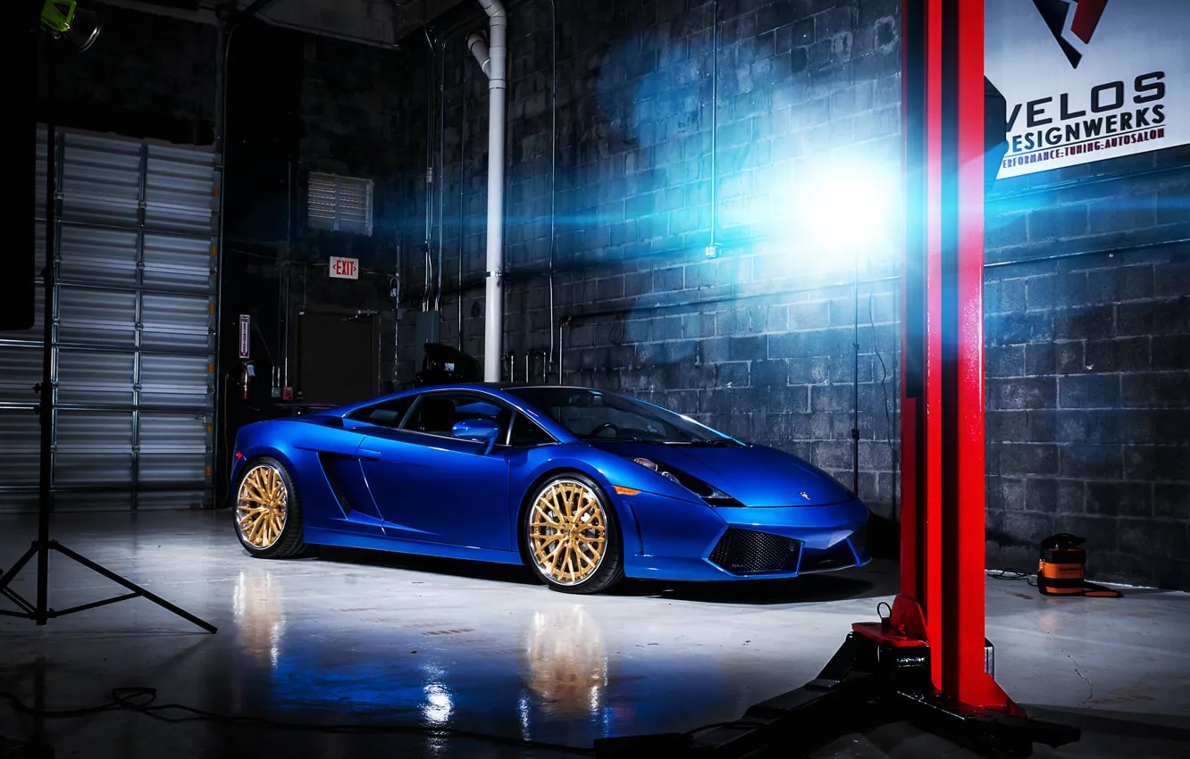 Photo wallpaper light, Lamborghini, Boxing, Gallardo, Blik, blue, Lamborghini, blue