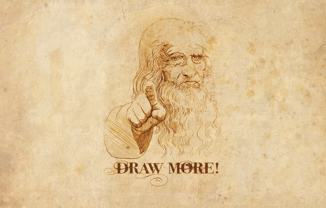 Photo wallpaper the inscription, figure, portrait, minimalism, artist, gesture, minimalism, leonardo da vinci