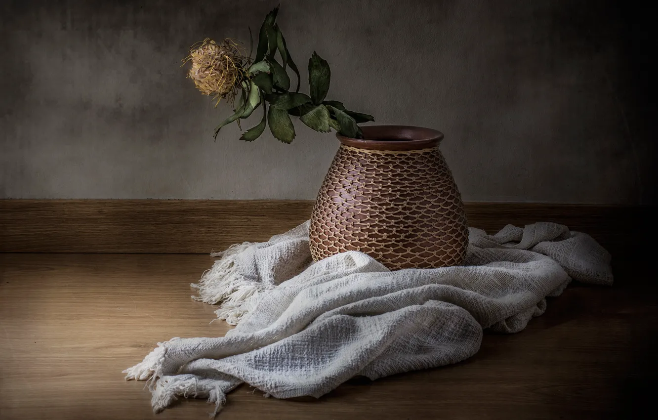 Photo wallpaper flowers, pitcher, still life