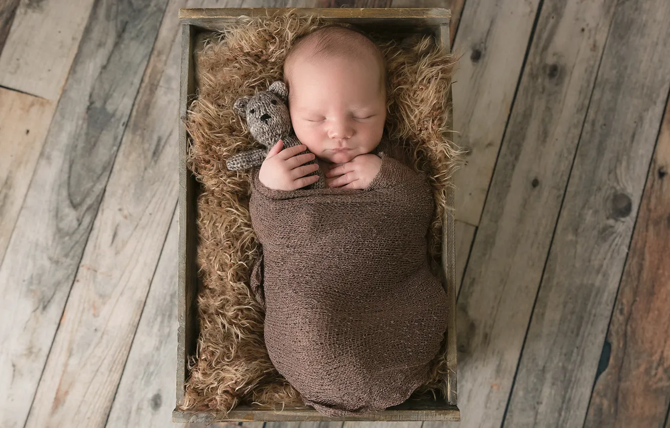 Photo wallpaper children, toy, box