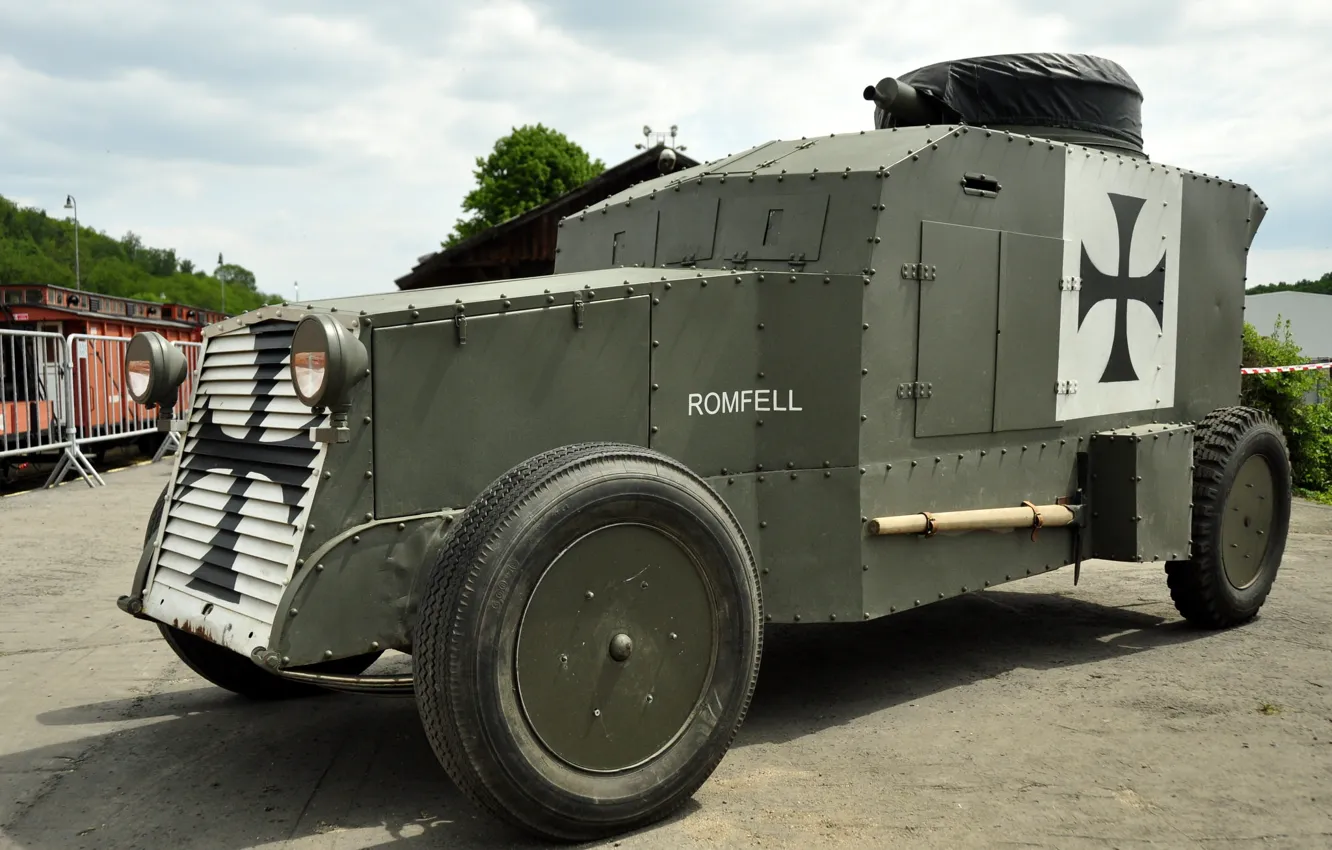 Photo wallpaper time, war, first, armored car, armed, machine gun, world, forces of Austria-Hungary