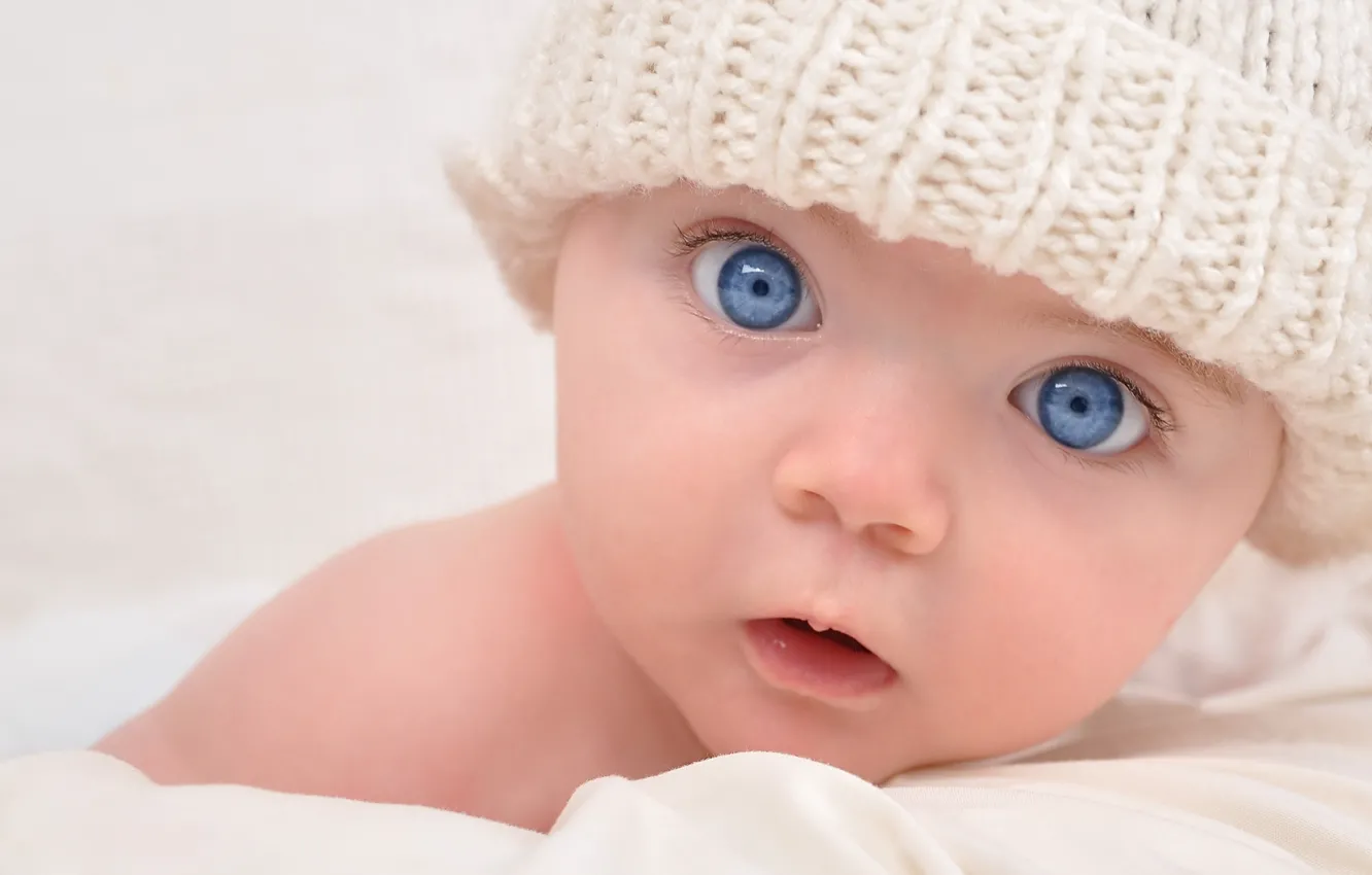 Photo wallpaper children, child, baby, children, kid, happy child, happy baby, large beautiful blue eyes