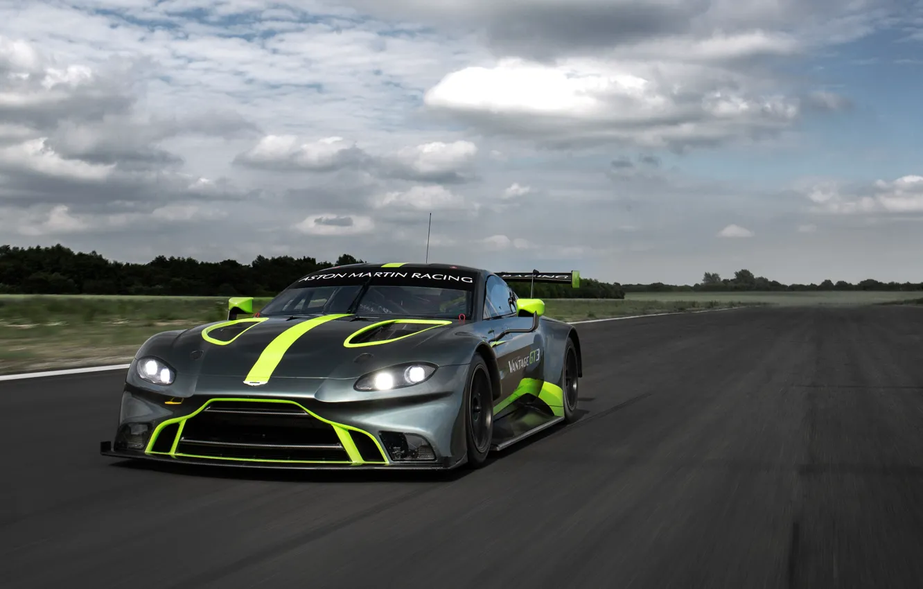 Photo wallpaper Aston Martin, Vantage, racing car, front view, GT3, 2018