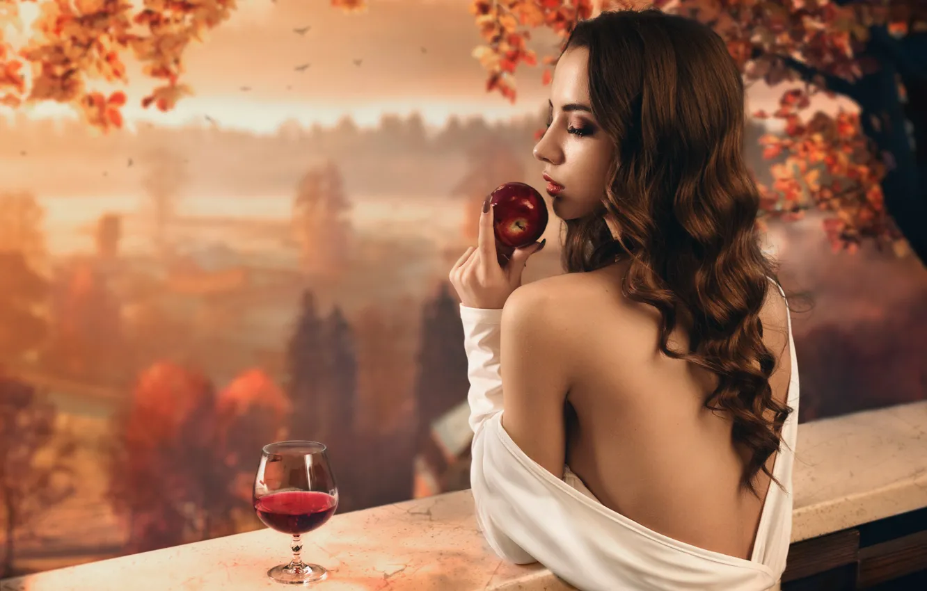 Photo wallpaper autumn, girl, nature, apples, beauty, Autumn portrait, Sergey Parishkov