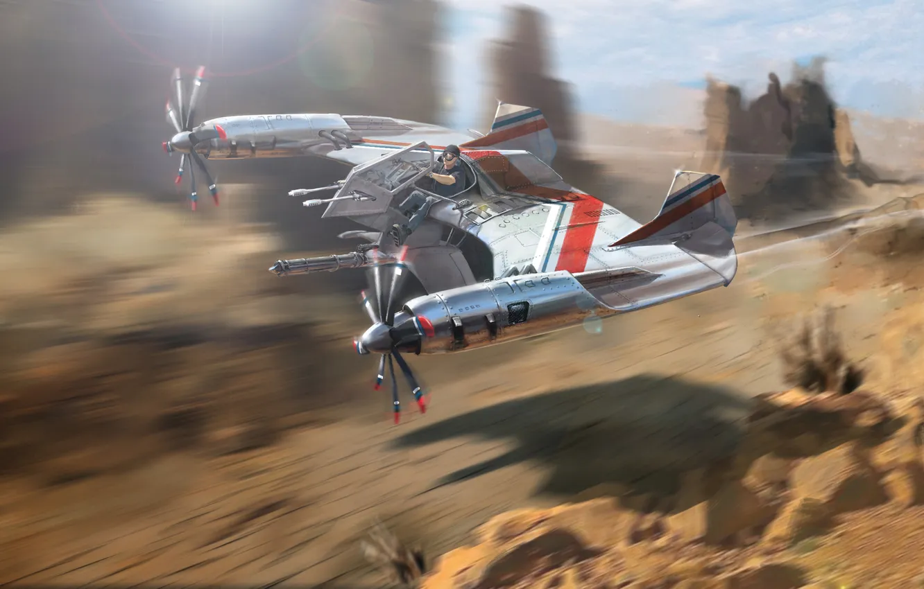 Photo wallpaper flight, future, rocks, transport, art, canyon, gorge, trip