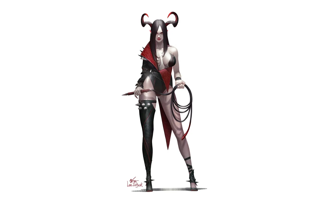 Photo wallpaper Girl, Art, Devil, Style, Background, Minimalism, Succubus, Characters