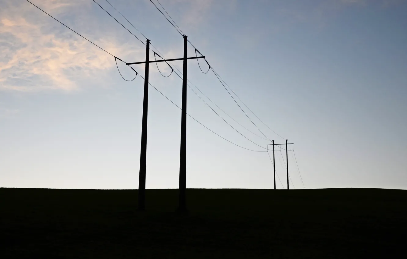 Photo wallpaper the sky, earth, power lines