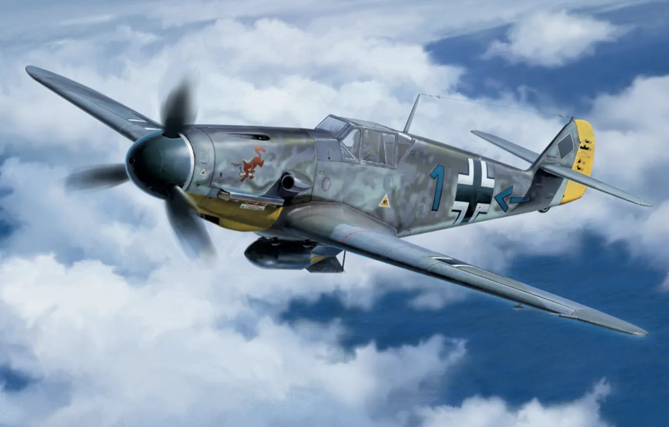 Photo wallpaper fighter, war, airplane, aviation, ww2, Messerschmitt Bf 109F-4