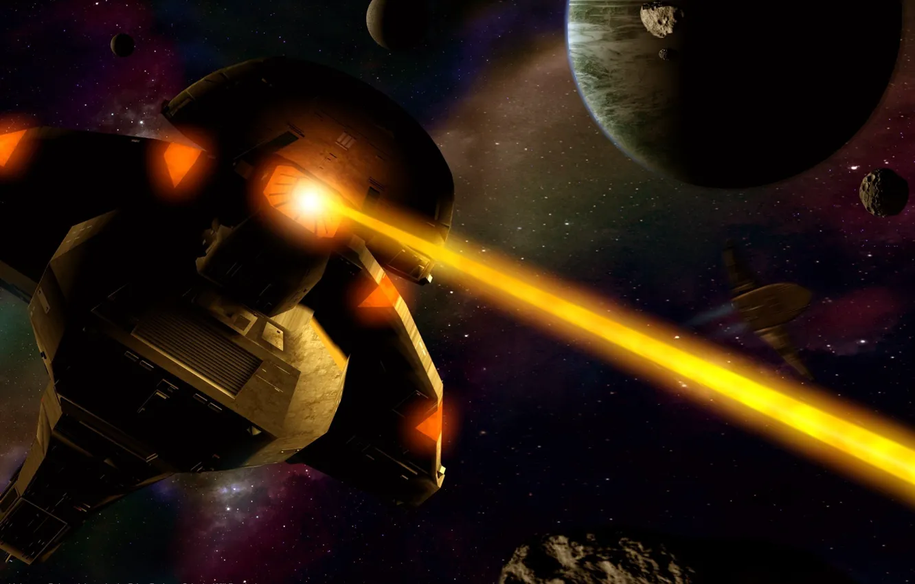 Photo wallpaper space, stars, rays, planet, resistance fighter