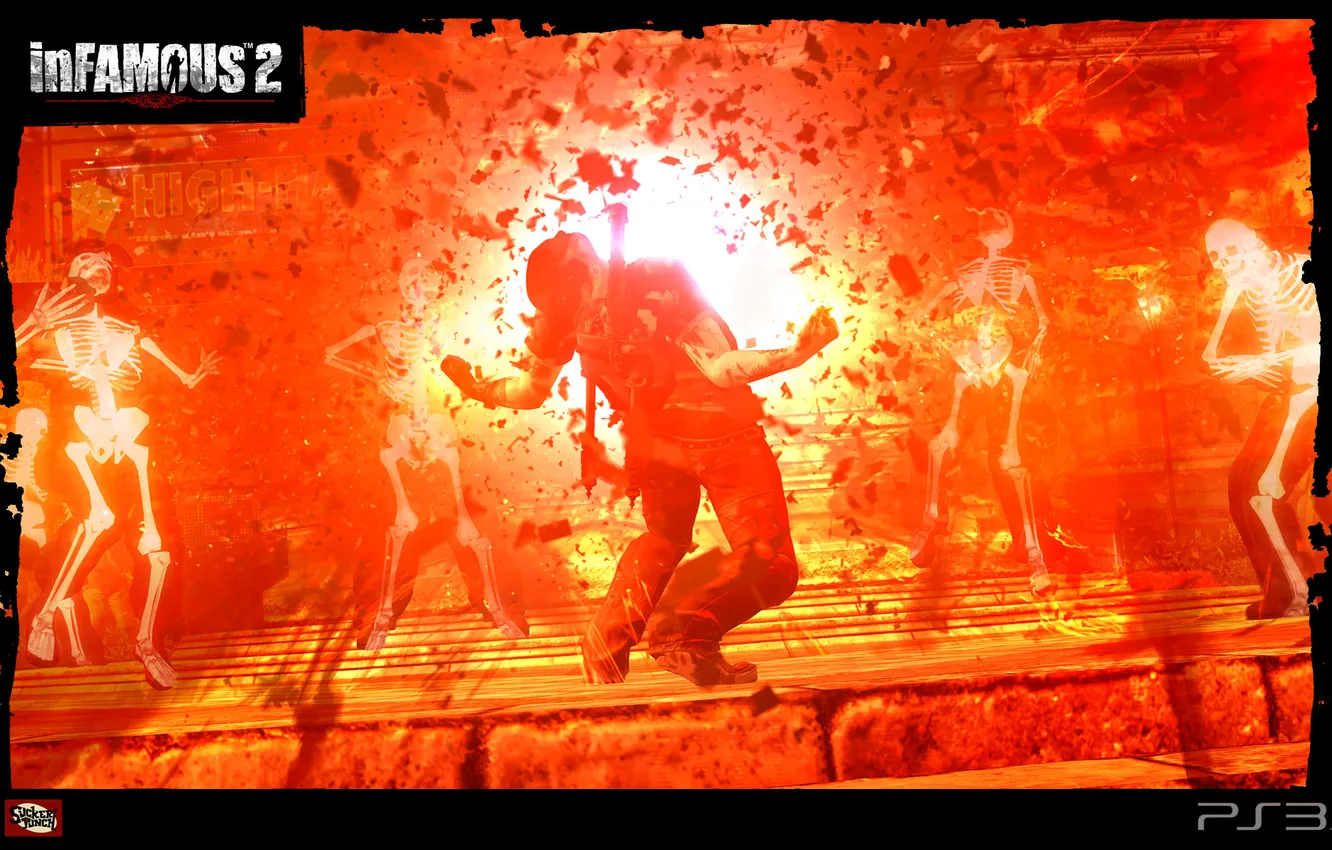 Photo wallpaper the explosion, x-ray, infamous 2, cole mcgrath, x-ray