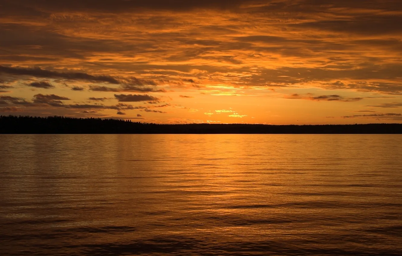 Photo wallpaper sea, the sky, landscape, sunset, nature, river, wallpapers