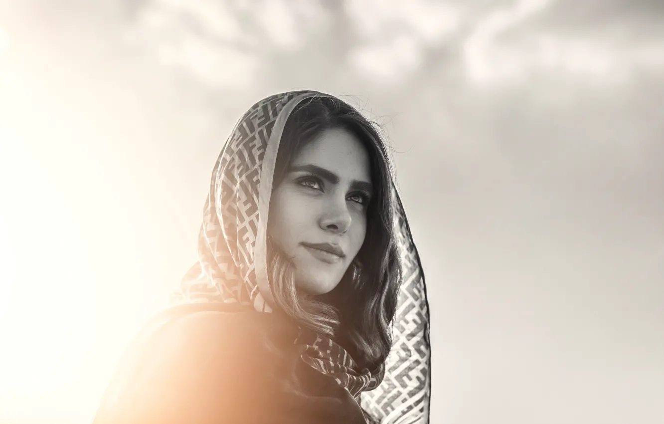 Photo wallpaper photo, shawl, Girl