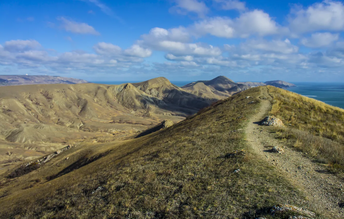 Photo wallpaper sea, the sky, mountains, the grave of Voloshin, koktube