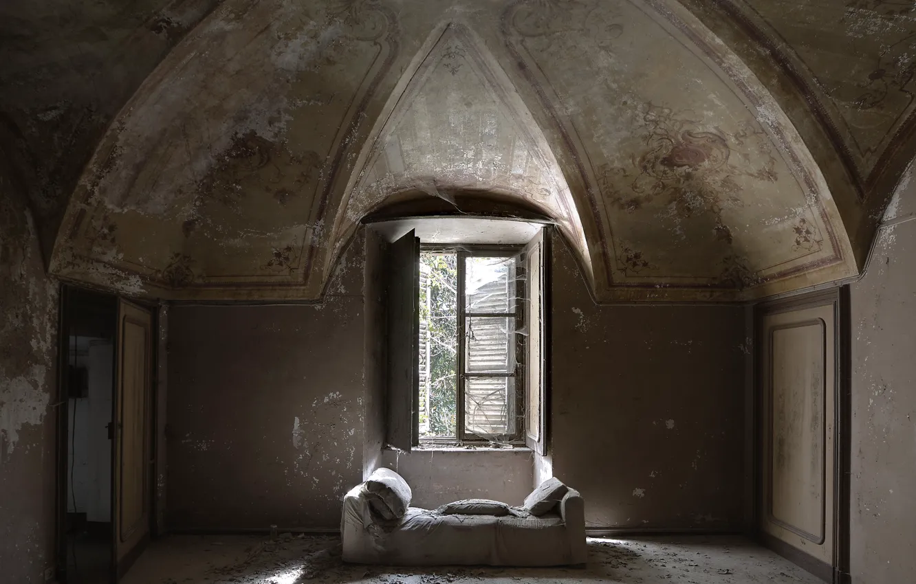 Photo wallpaper room, bed, window