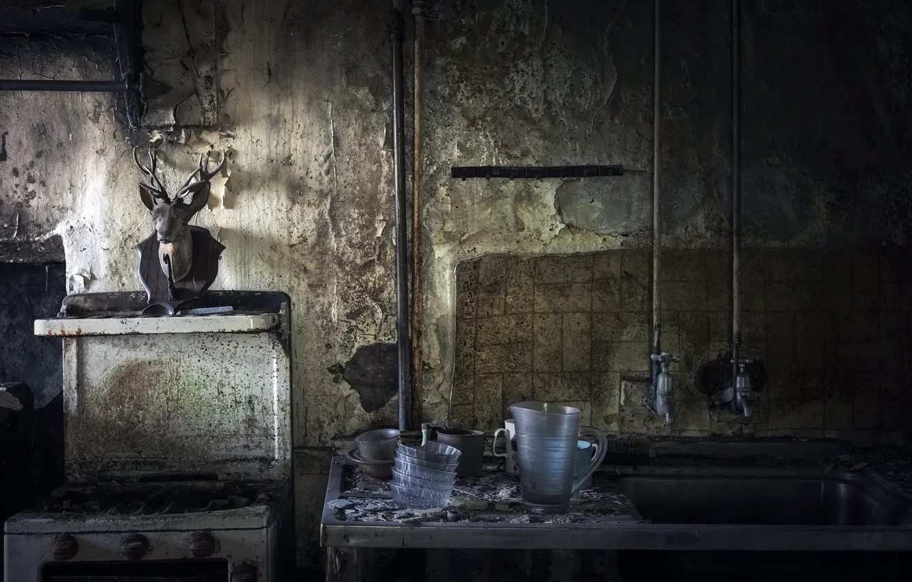 Photo wallpaper background, kitchen, dishes