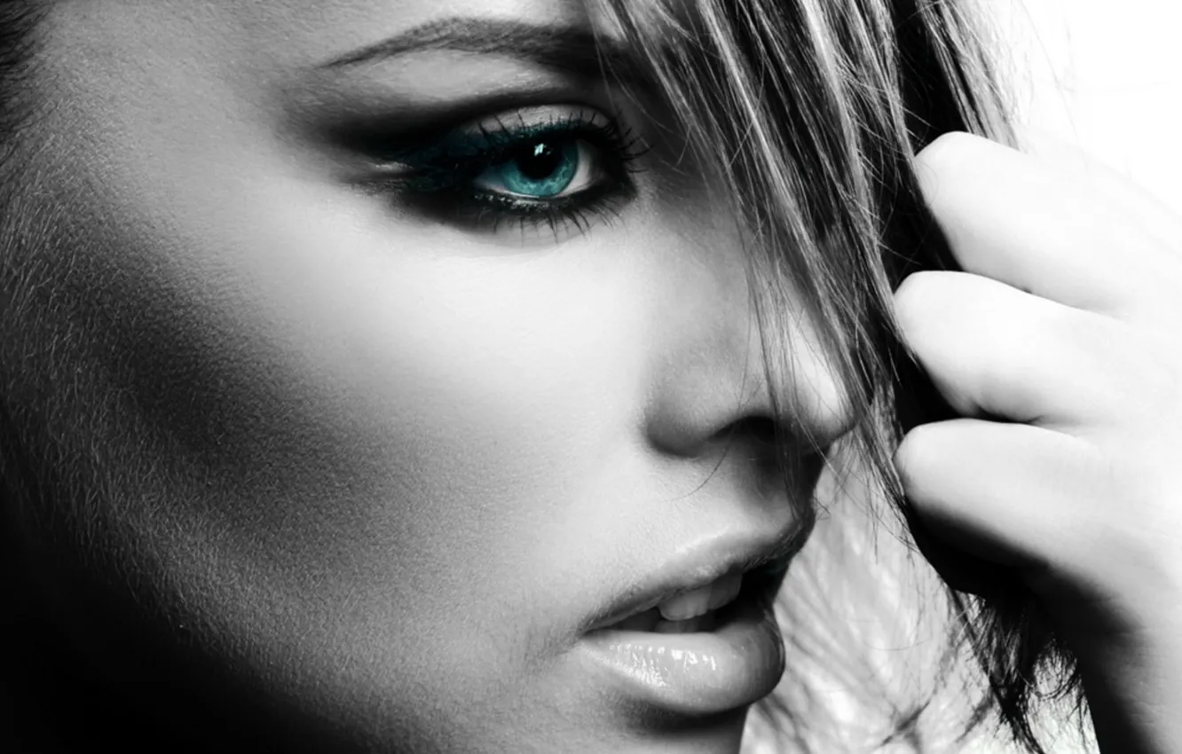 Wallpaper Look Girl Face Black And White Glamour Lips Sexy Images