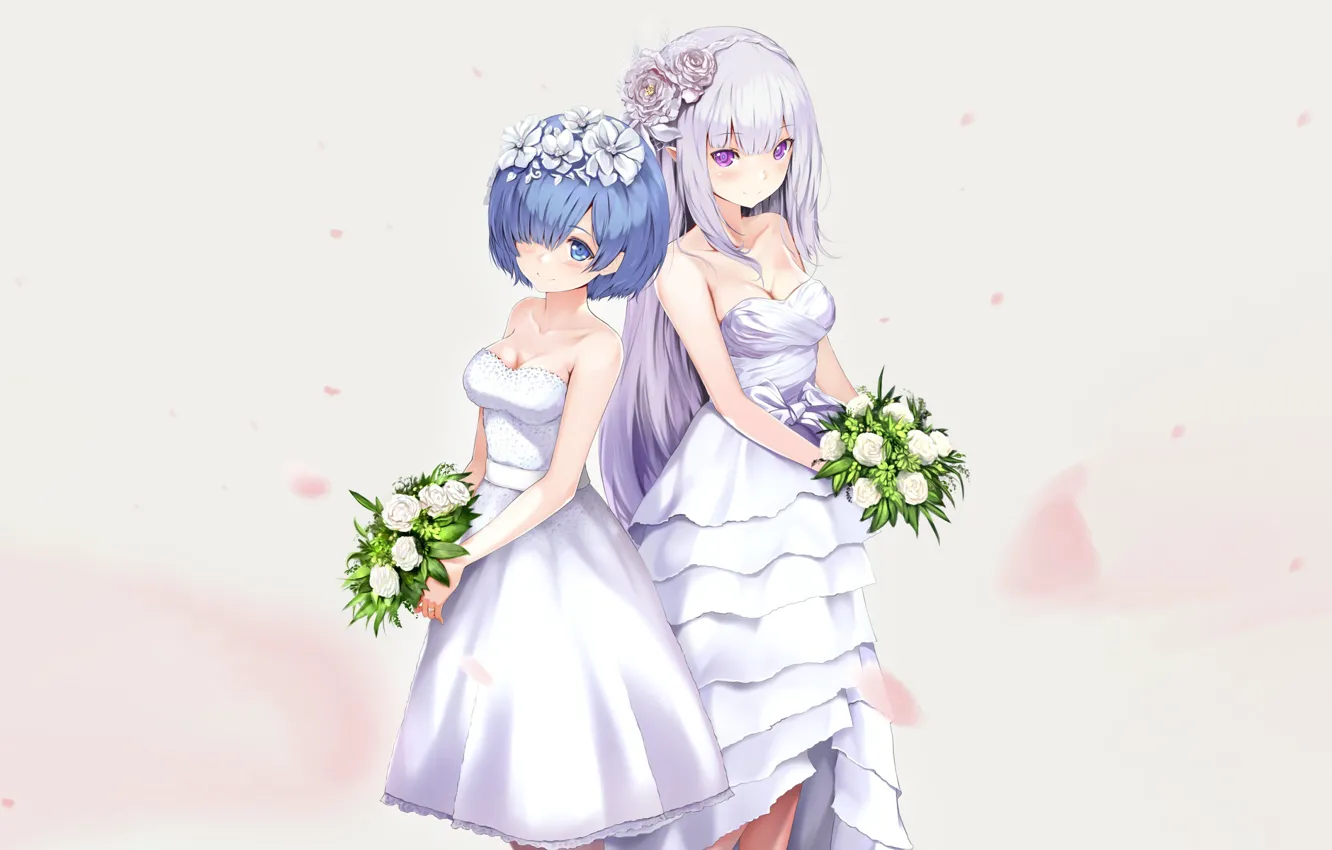 Photo wallpaper girl, flowers, the bride, wedding, Re: Zero kara hajime chip isek or Seikatsu, From scratch