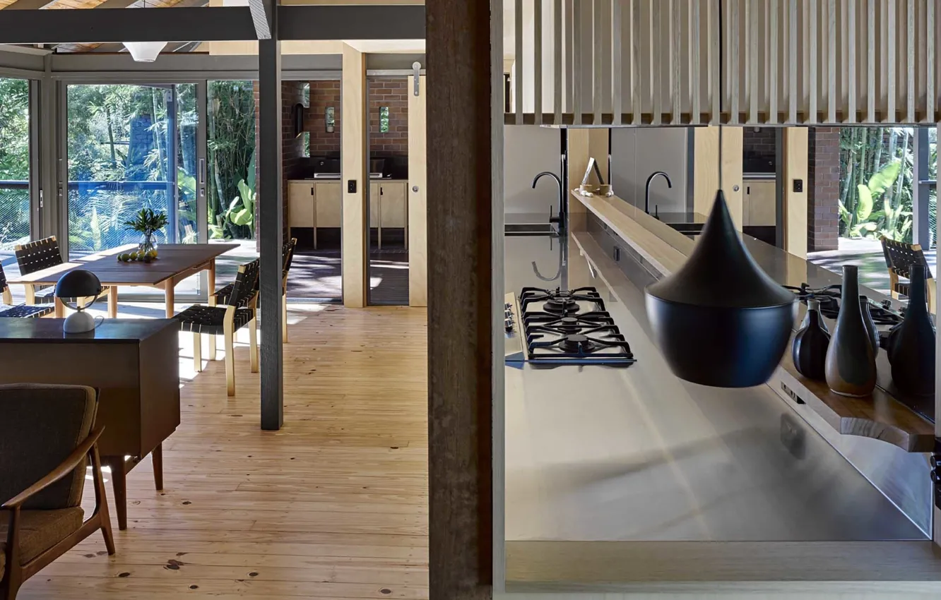 Photo wallpaper interior, kitchen, dining room, Triangle House, by Vokes and Peters