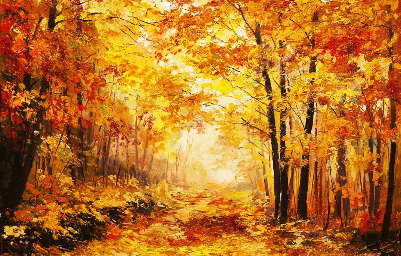 Photo wallpaper autumn, leaves, trees, color, time of the year