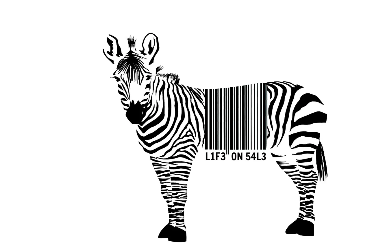 Photo wallpaper background, Zebra, barcode