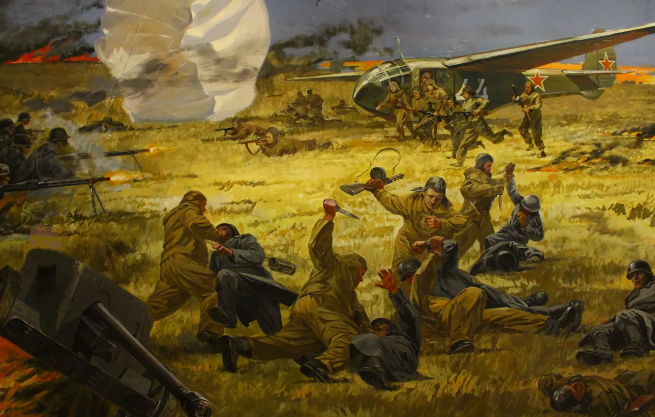 Photo wallpaper war, picture, battle, soldiers, landing, the Germans, WWII, The great Patriotic war