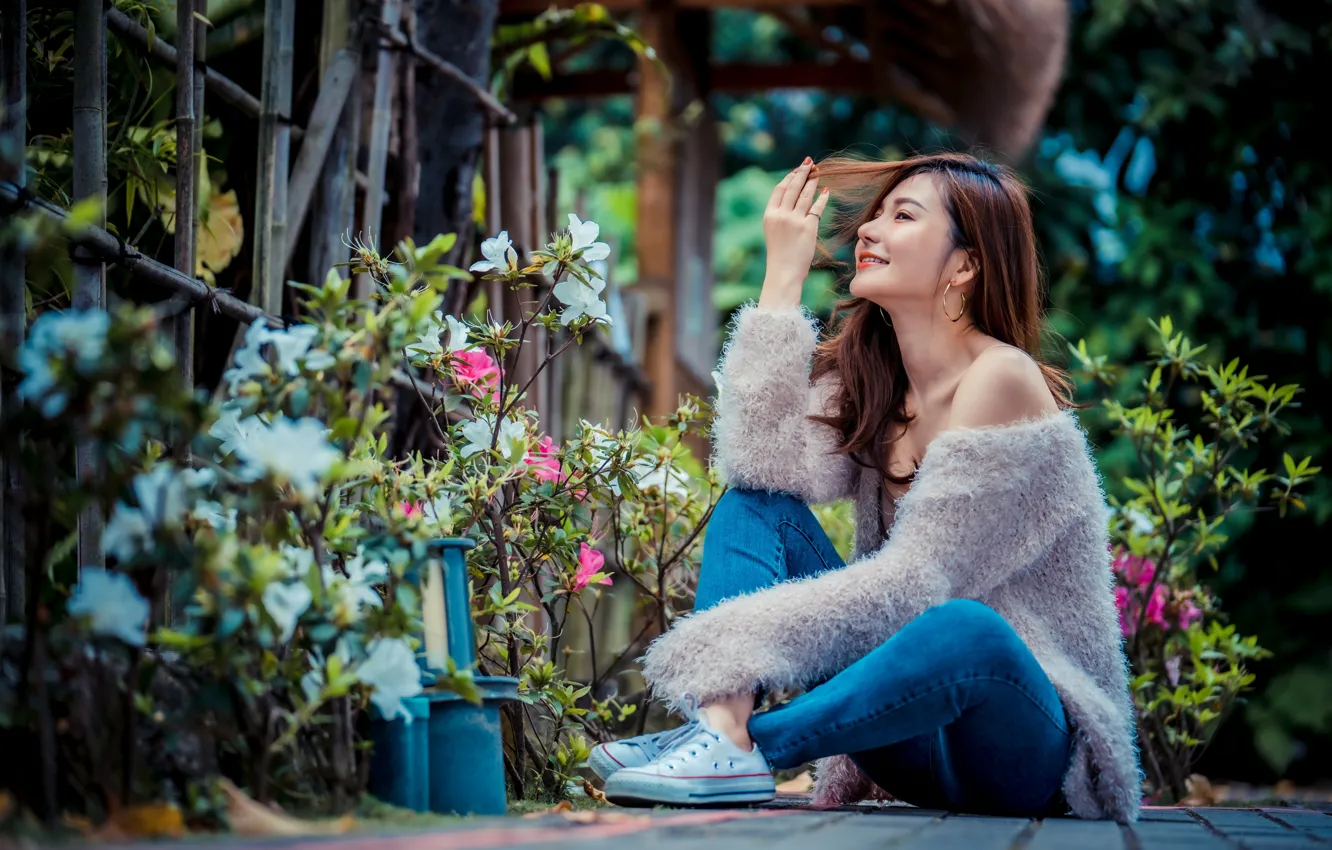 Photo wallpaper girl, smile, Asian