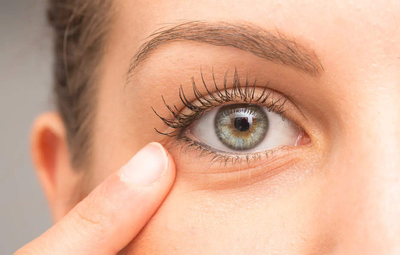 Photo wallpaper model, eye, finger