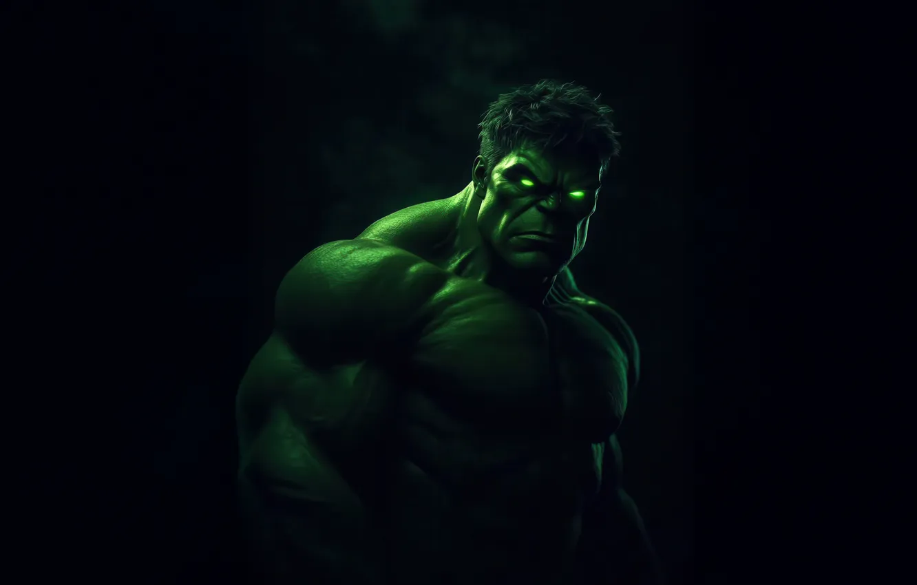 Photo wallpaper dark, Hulk, background, AI Art