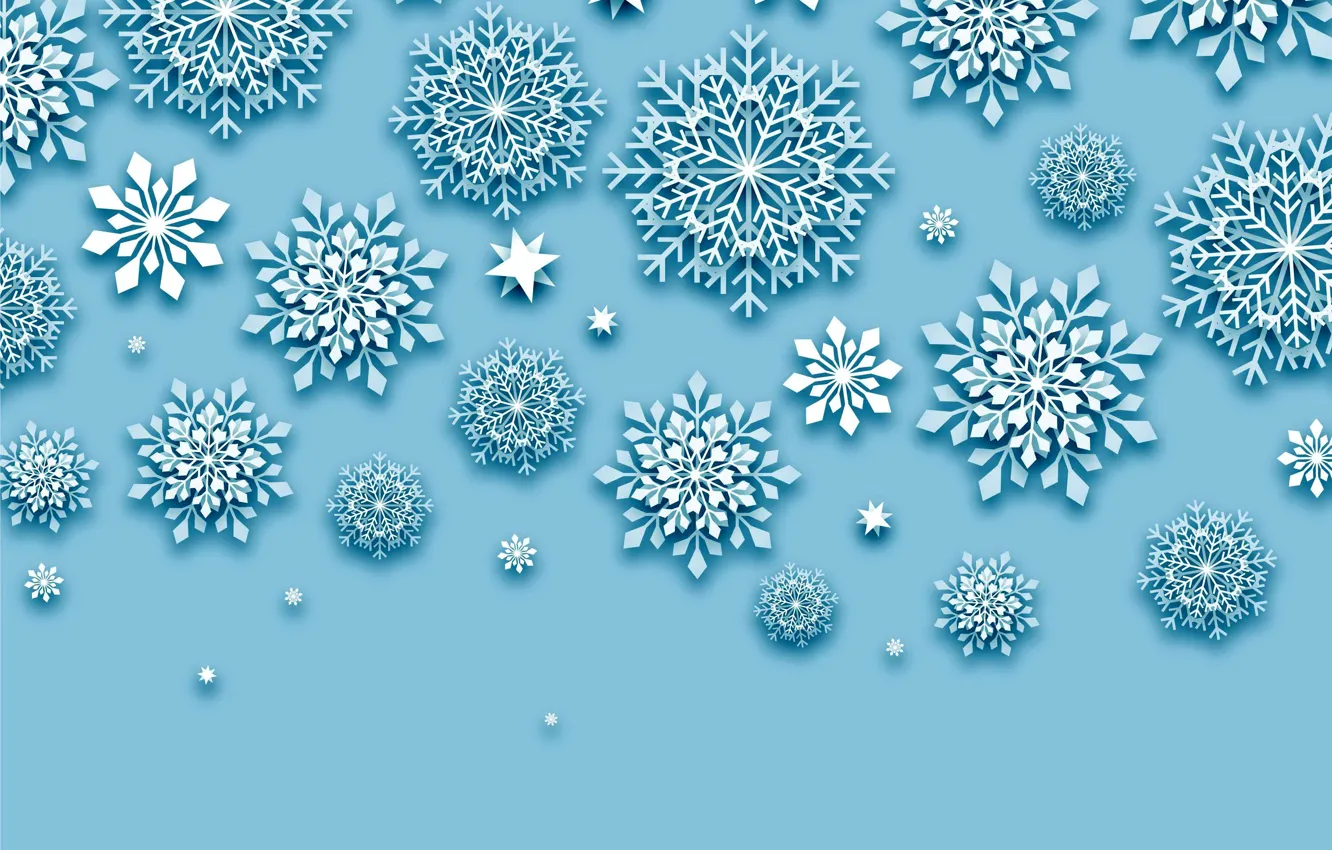 Photo wallpaper snowflakes, background, christmas, blue, winter, background, snowflakes