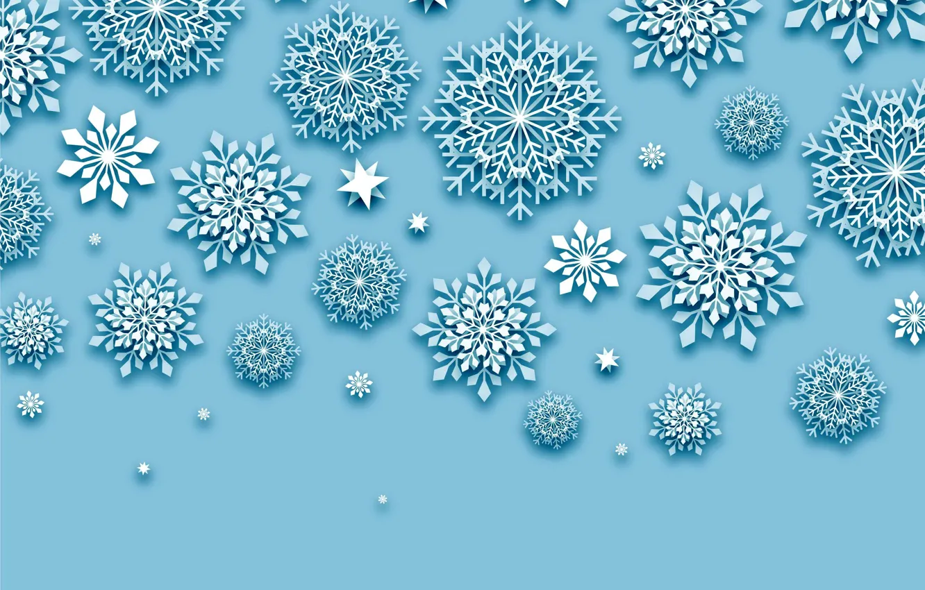 Photo wallpaper snowflakes, background, Christmas, blue, winter, background, snowflakes