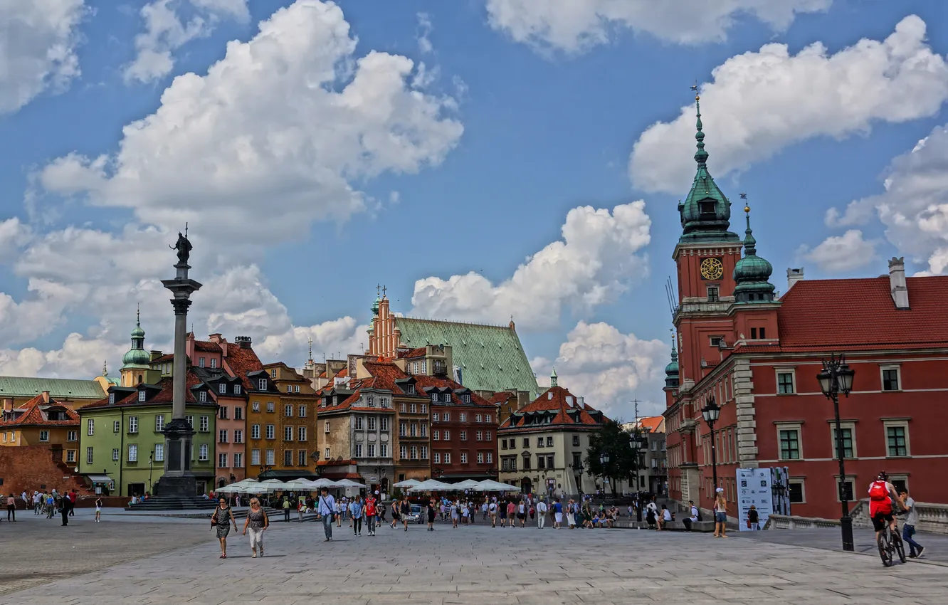Photo wallpaper the sky, people, area, Poland, Warsaw, column, Royal castle